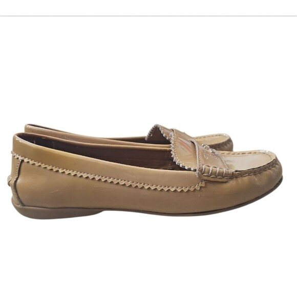 Coach Odette Slip On Loafer Tan Patent Leather Sz 7 Elegant Comfortable Timeless - Picture 2 of 15